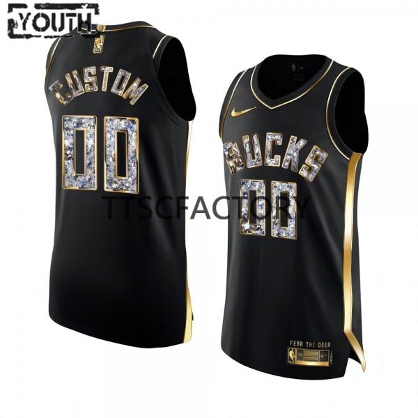 Milwaukee Bucks Trikot Benutzerdefinierte Nike 2022 Golden Diamond Edition Schwarz Swingman - Kinder Milwaukee Bucks Trikot Benutzerdefinierte Nike 2022 Golden Diamond Edition Schwarz Swingman - Kinder